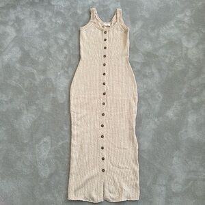 Ulla Johnson knit button down midi dress in beige, size P